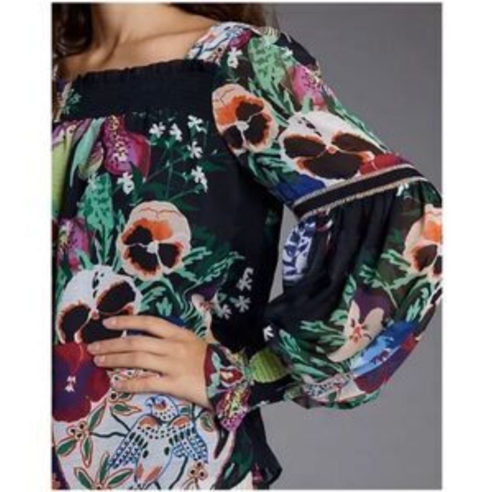Anthropologie Lil Sire Boho‎ Puff-Sleeved Blouse